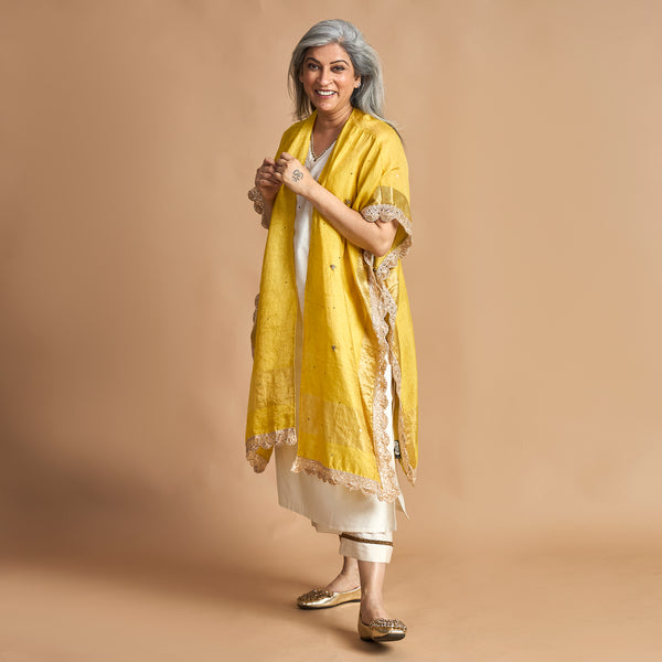 ANAM Dupatta Cape - Marigold Yellow (LAST PIECE)