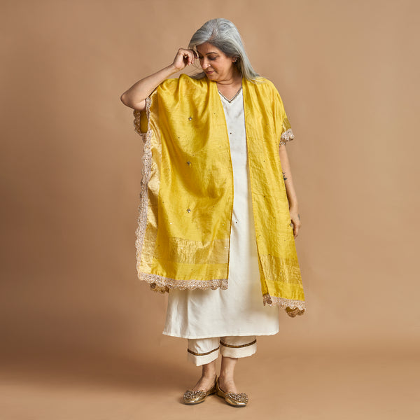 ANAM Dupatta Cape - Marigold Yellow (LAST PIECE)