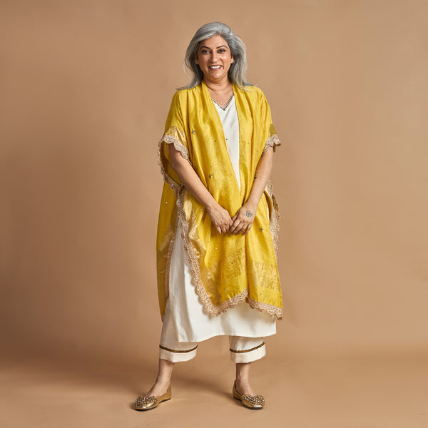 ANAM Dupatta Cape - Marigold Yellow (LAST PIECE)