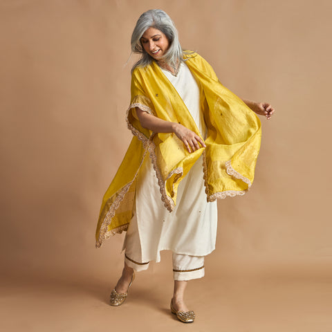 ANAM Dupatta Cape - Marigold Yellow (LAST PIECE)