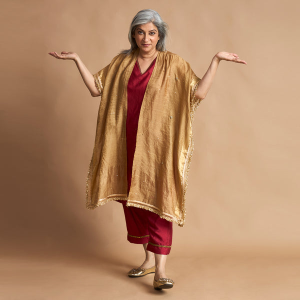 ANAM Dupatta Cape - Copper Brown (LAST PIECES)