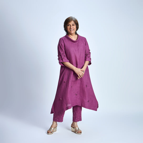 AVIRA Cowl Neck Tunic Set - Jamun