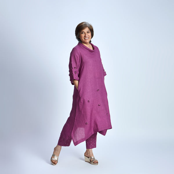 AVIRA Cowl Neck Tunic Set - Jamun