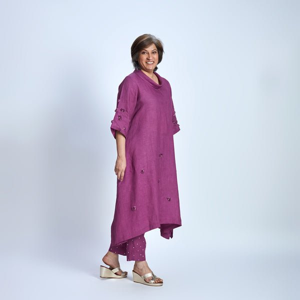 AVIRA Cowl Neck Tunic Set - Jamun