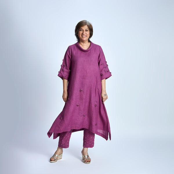 AVIRA Cowl Neck Tunic Set - Jamun