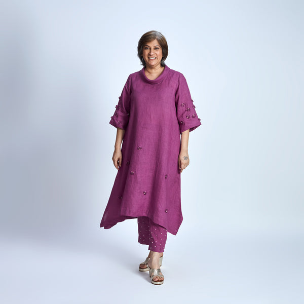 AVIRA Cowl Neck Tunic Set - Jamun