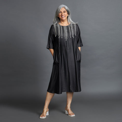 AAROHI Pintucked Tunic set - Black Silk (SOLD OUT)