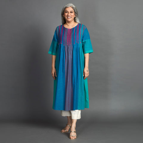 AAROHI Pintucked Tunic - Blue Purple (SALE)