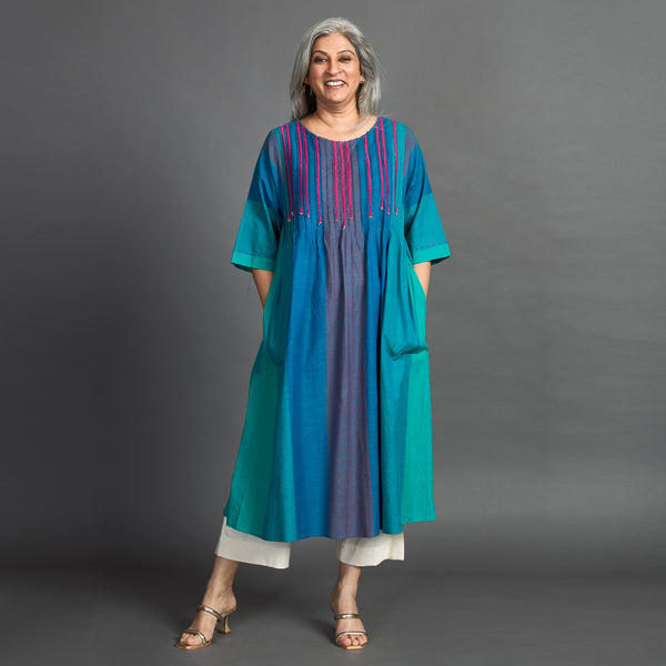 AAROHI Pintucked Tunic - Blue Purple (SALE)