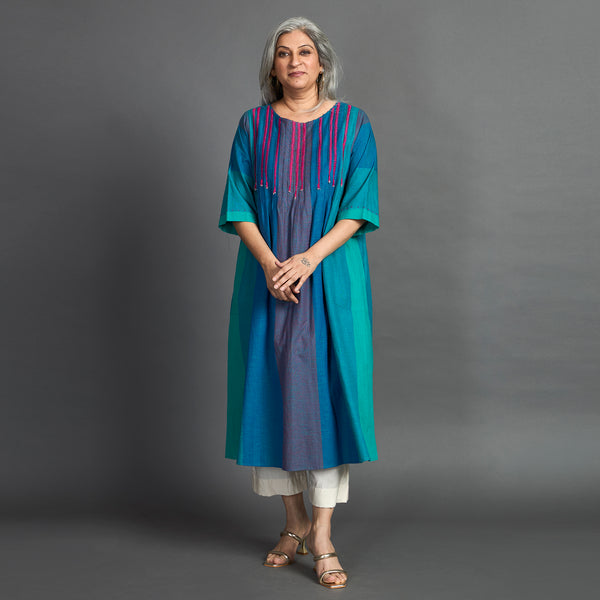 AAROHI Pintucked Tunic - Blue Purple (SALE)