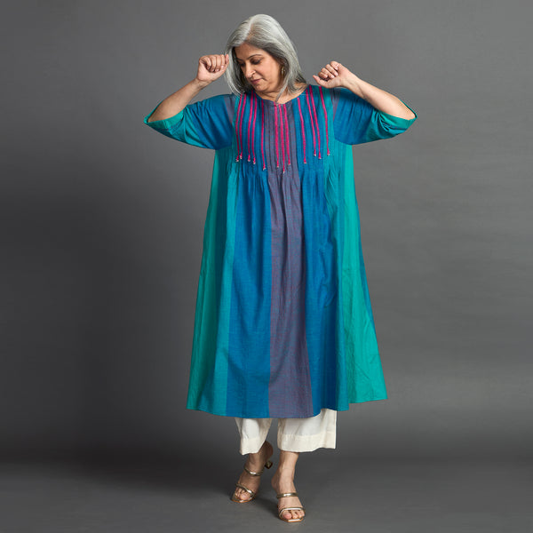 AAROHI Pintucked Tunic - Blue Purple (SALE)