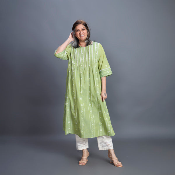 AAROHI Pin Tucked Tunic - Tender Green