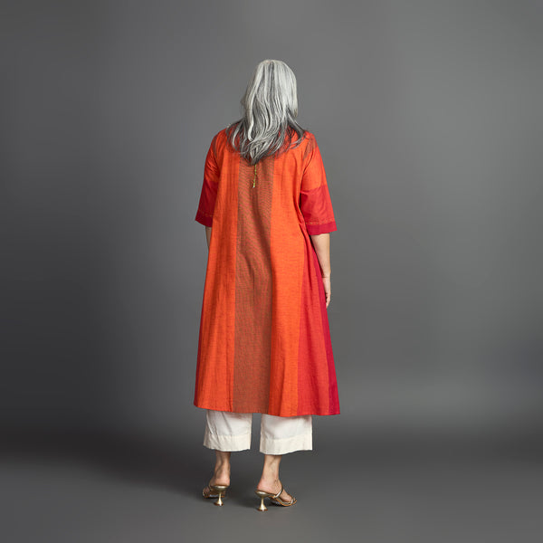 AAROHI Pintucked Tunic - Red Orange (LAST PIECES)
