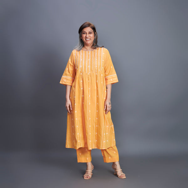 AAROHI Pin Tucked Tunic Set - Marigold