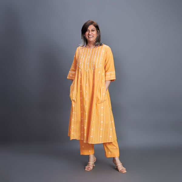 AAROHI Pin Tucked Tunic Set - Marigold