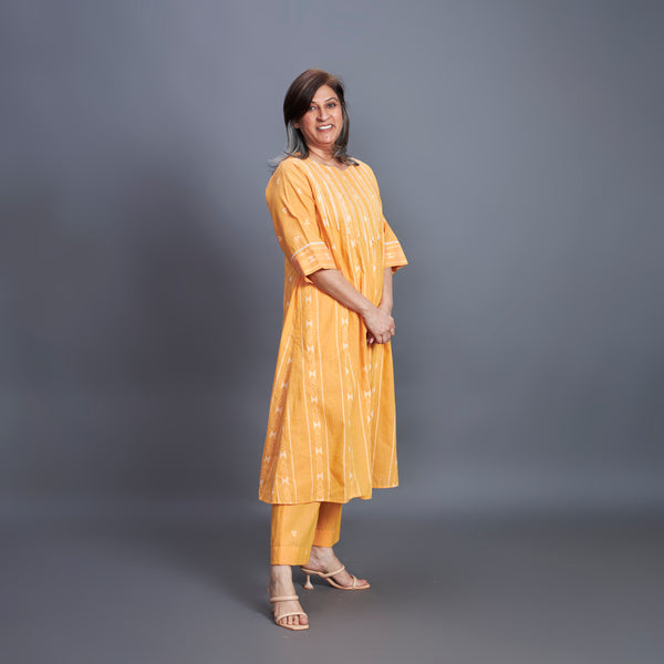 AAROHI Pin Tucked Tunic Set - Marigold