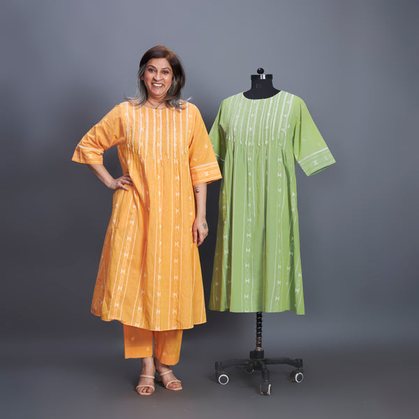 AAROHI Pin Tucked Tunic Set - Marigold