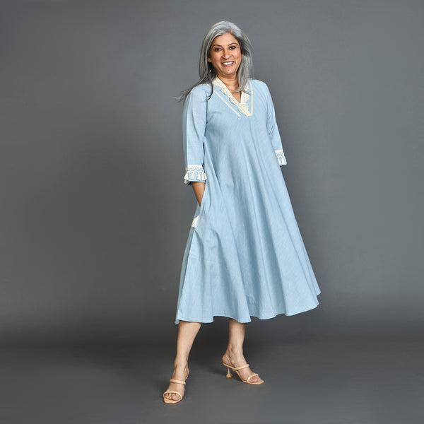 AMAL Bias Dress - Light Blue Chambray (SOLD OUT)