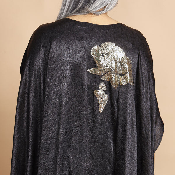 ANANTA Kaftan Set - Black Crushed Silk