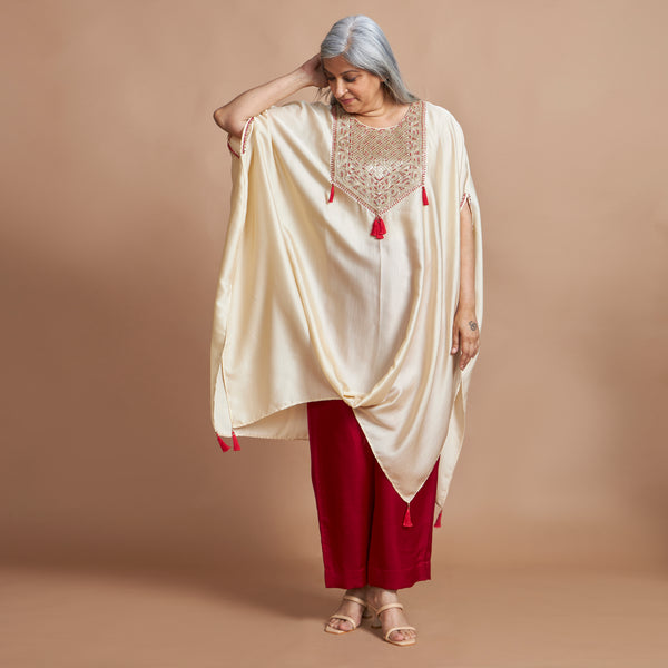 ANANTA Kaftan Set - Ivory Red