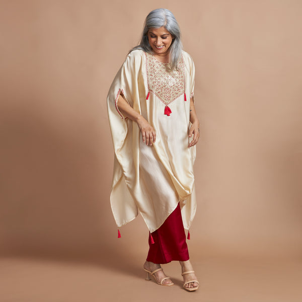 ANANTA Kaftan Set - Ivory Red