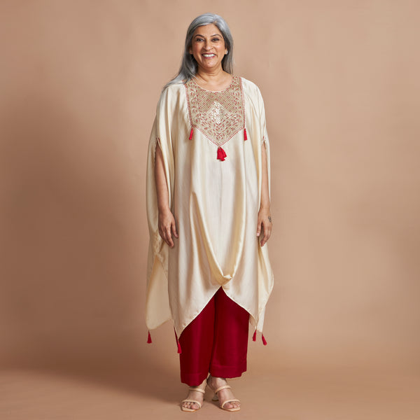 ANANTA Kaftan Set - Ivory Red