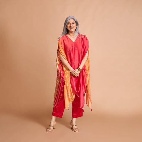 ANANTA Kaftan Set - Red Orange