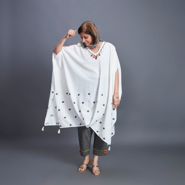 ANANTA Kaftan Set - Ivory Grey Dots (PROMO)