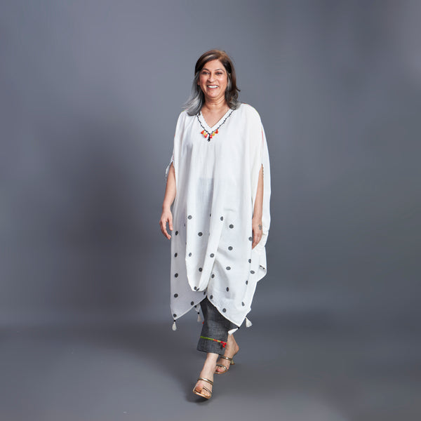 ANANTA Kaftan Set - Ivory Grey Dots (PROMO)