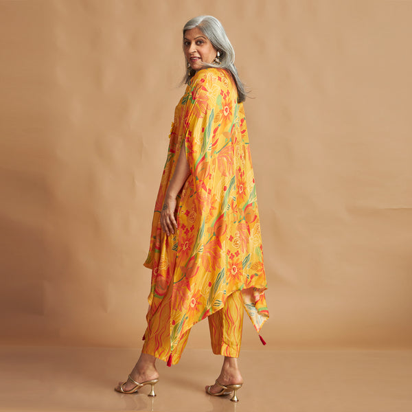 ANANTA Kaftan Set - Haldi Yellow Floral Print