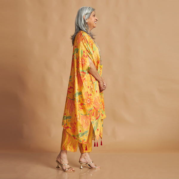 ANANTA Kaftan Set - Haldi Yellow Floral Print