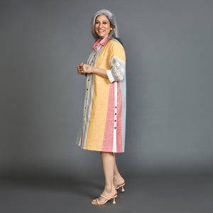 ANUSHKA Dress  - Grey Pink Stripe (LAST PIECES)