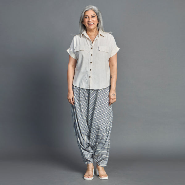 ANZU Dhoti Pants - Grey Beige stripes