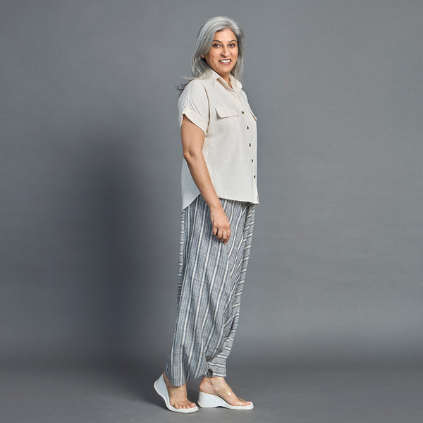 ANZU Dhoti Pants - Grey Beige stripes