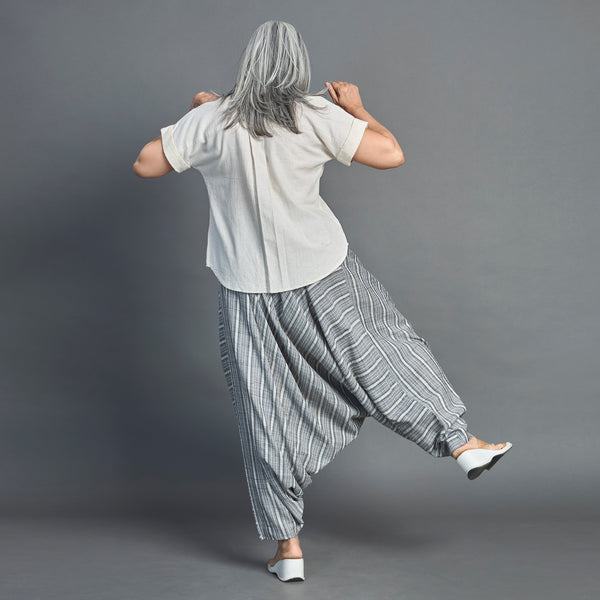 ANZU Dhoti Pants - Grey Beige stripes