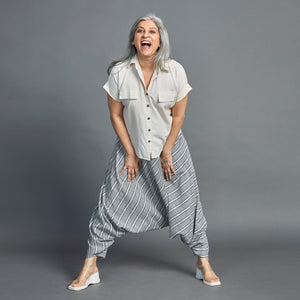 ANZU Dhoti Pants - Grey Beige stripes