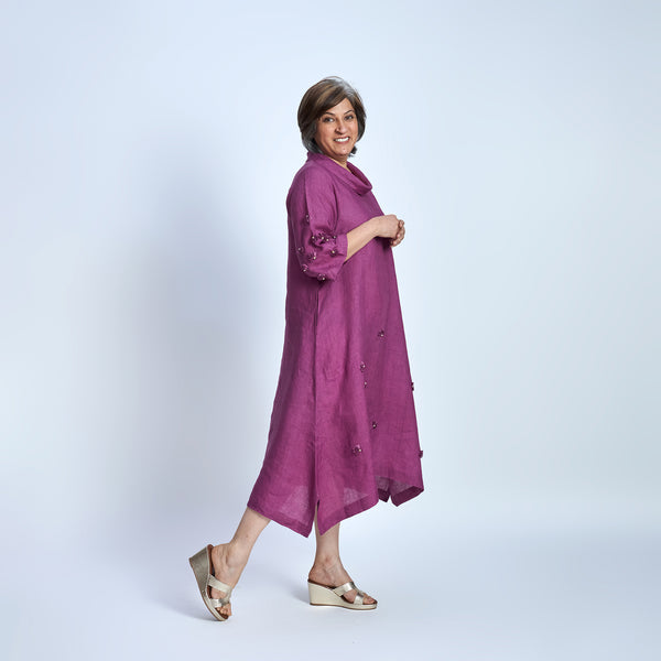 AVIRA Dress with cowl neck - Jamun