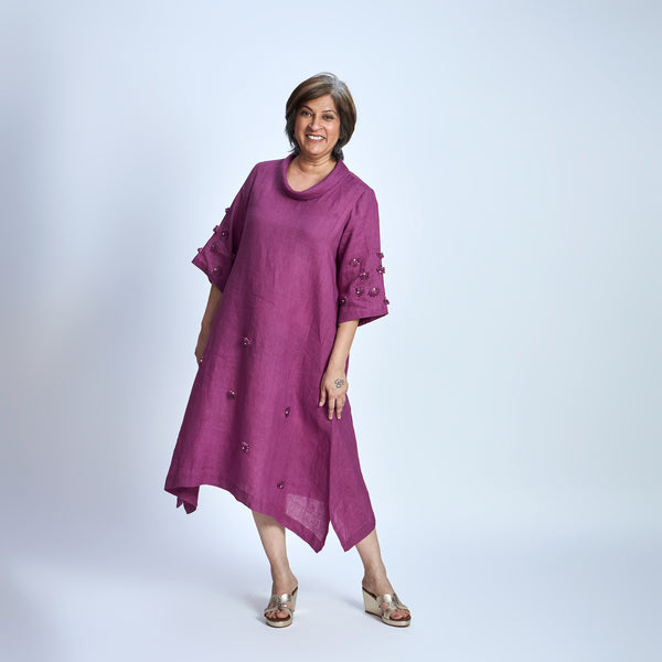 AVIRA Dress with cowl neck - Jamun
