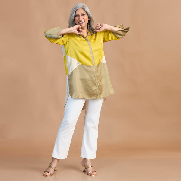 JIYA Shirt - Marigold yellow & Ivory