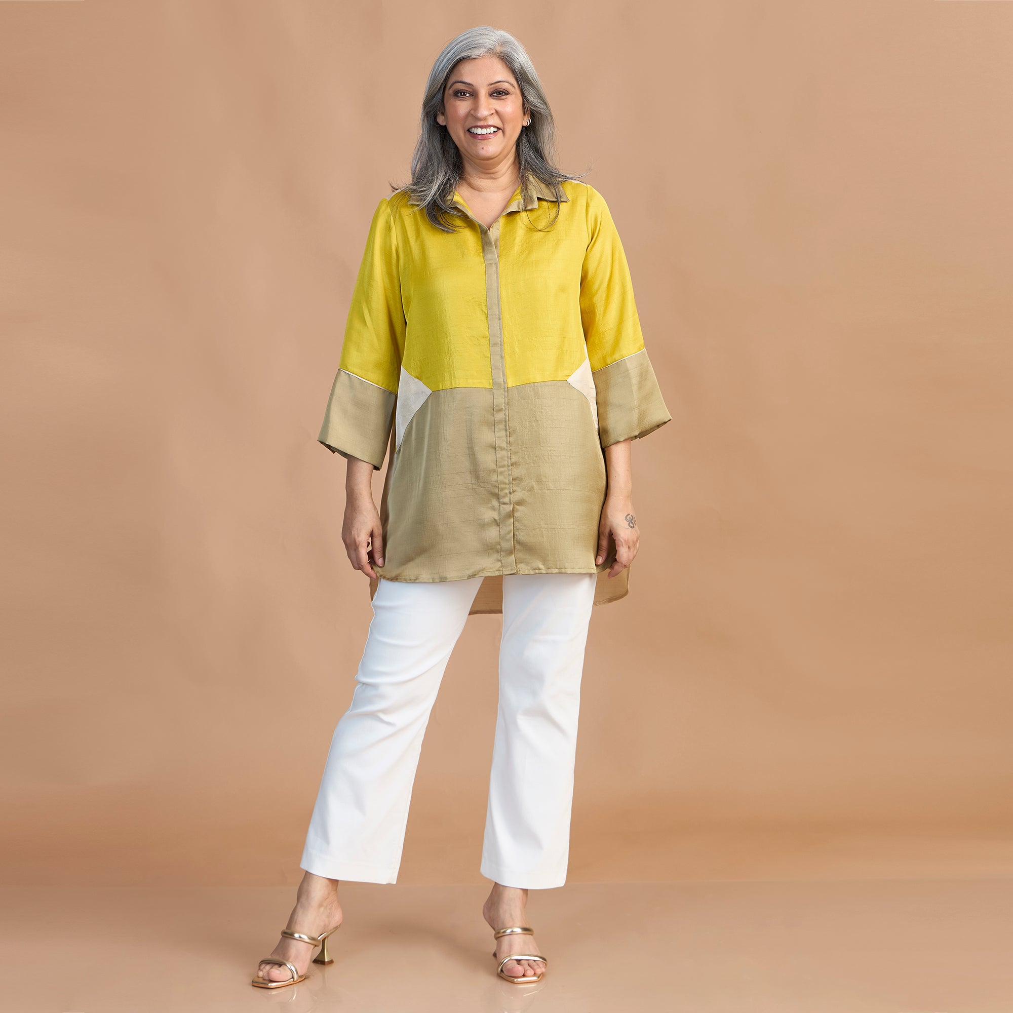 JIYA Shirt - Marigold yellow & Ivory