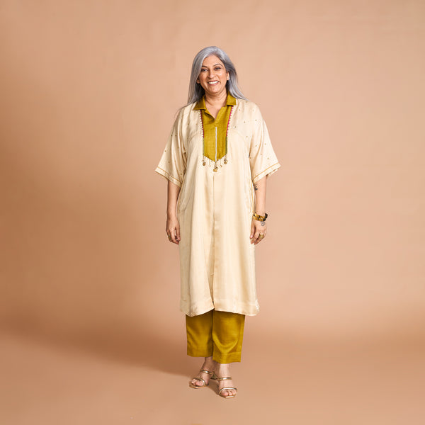 FALAK Tunic Set - Ivory & Yellow Ochre