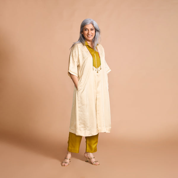 FALAK Tunic Set - Ivory & Yellow Ochre