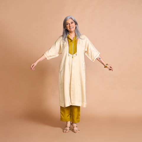 FALAK Tunic Set - Ivory & Yellow Ochre