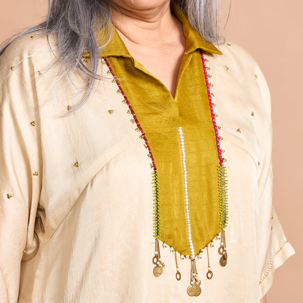 FALAK Tunic Set - Ivory & Yellow Ochre