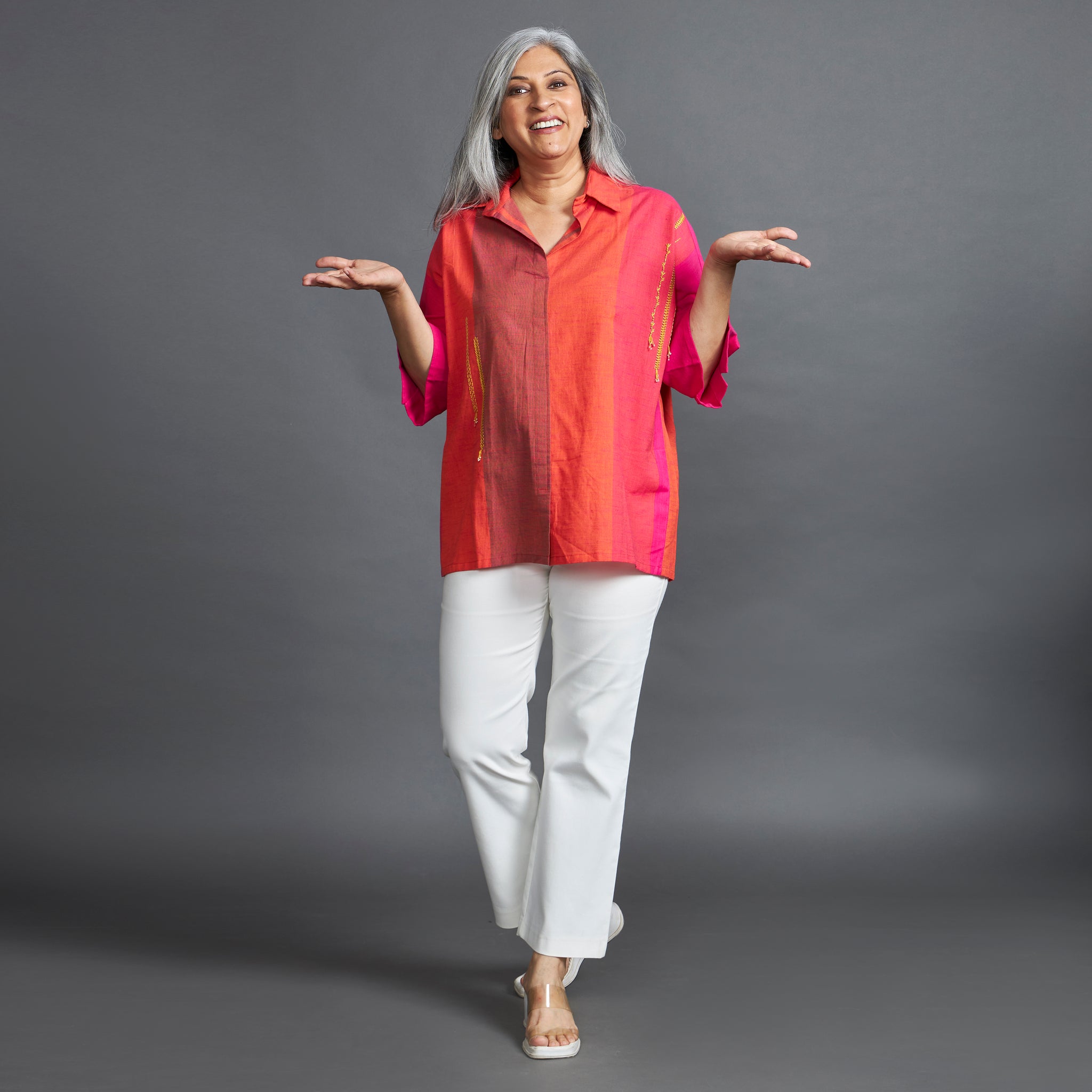 GIN Oversize shirt - Red PINK stripe (LAST PIECES)