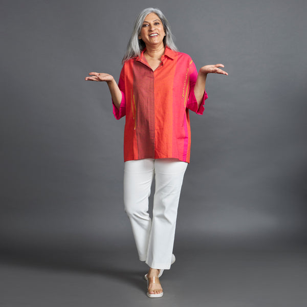 GIN Oversize shirt - Red PINK stripe (LAST PIECES)