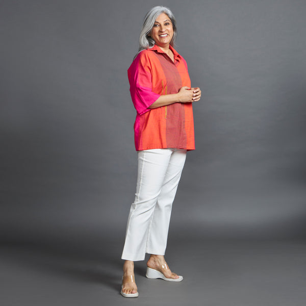 GIN Oversize shirt - Red PINK stripe (LAST PIECES)