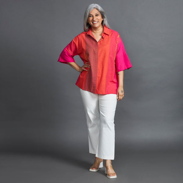 GIN Oversize shirt - Red PINK stripe (LAST PIECES)
