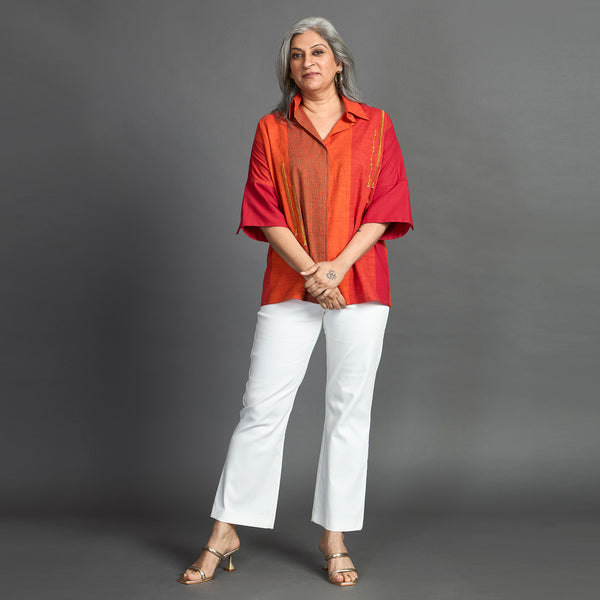 GIN Oversize shirt - Red Orange stripe (LAST PIECES)