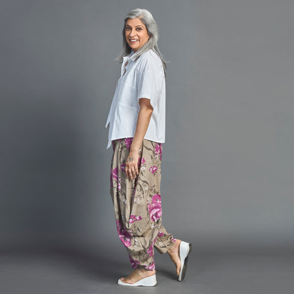 GORO Pants - Purple floral Linen